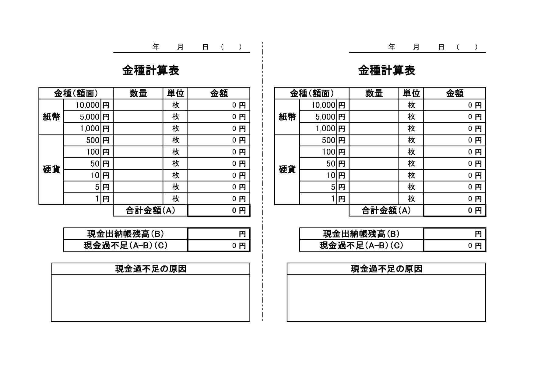 金種表の無料テンプレートと自動計算式！レジ締め・小口現金を劇的改善