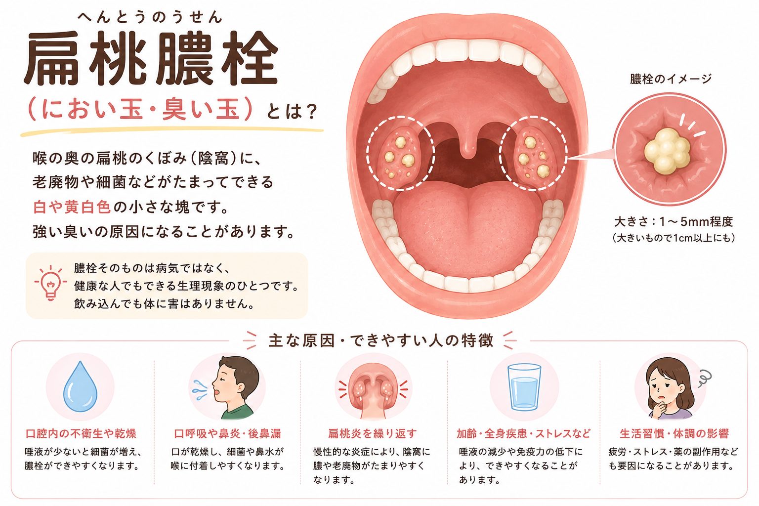 喉の奥が臭い原因と臭い玉の正体｜自分で取る危険性と根本改善策