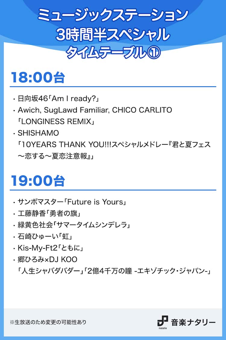 今日のMステ出演者・タイムテーブル総まとめ！特別企画とセトリ速報