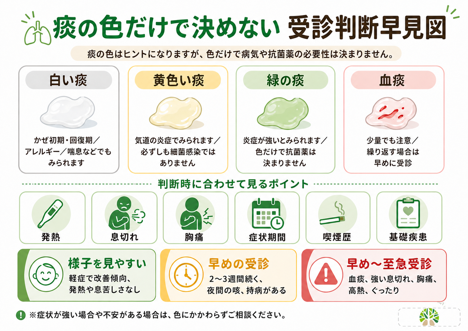 緑の痰が出る原因と病気のリスク｜熱なしの正体と受診目安を徹底解説