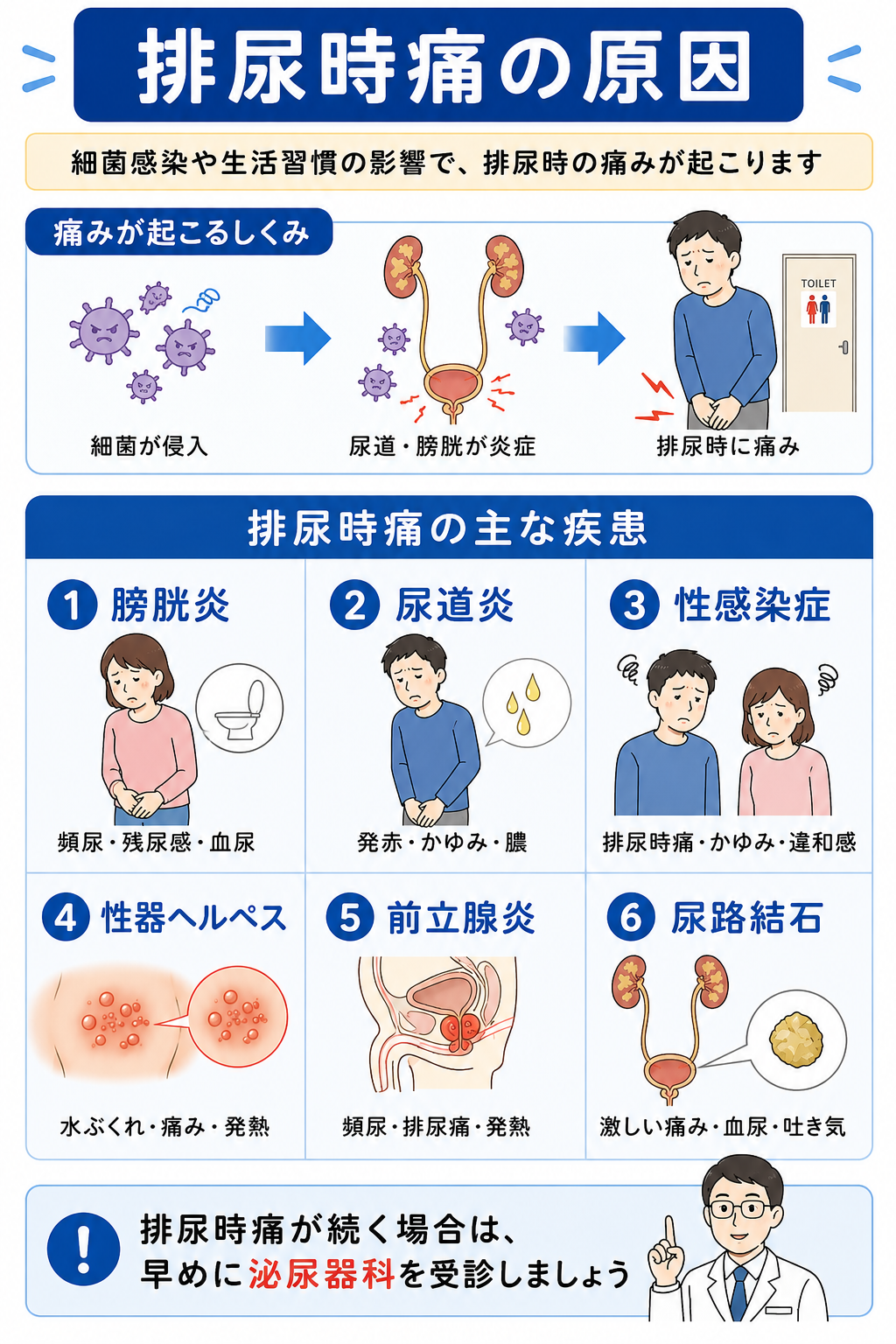 排尿痛は自然治癒する？放置の危険性と男女別の原因・受診目安を解説