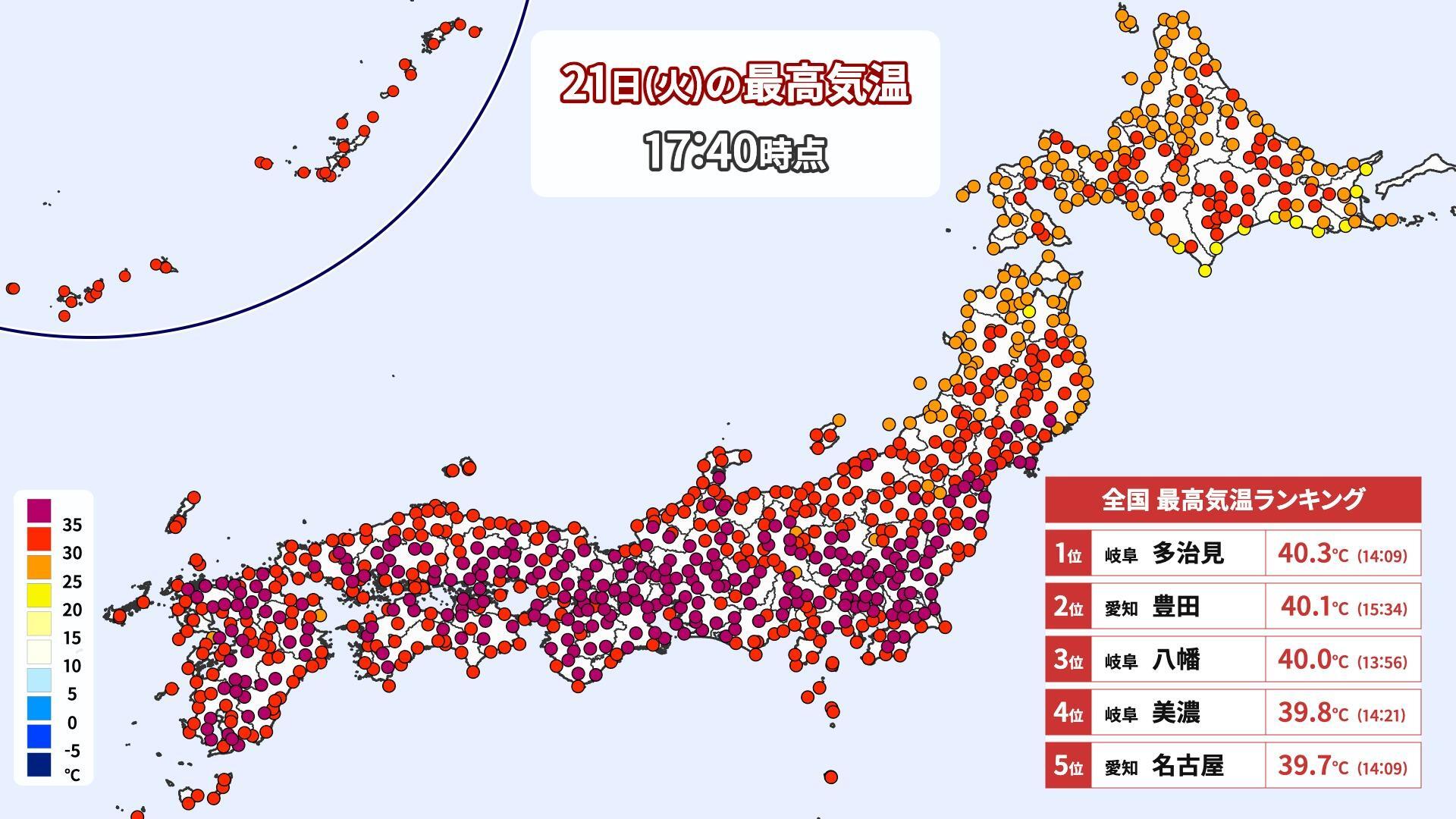 今日の全国最高気温ランキング速報｜一番暑い地域と40度超え猛暑の全貌