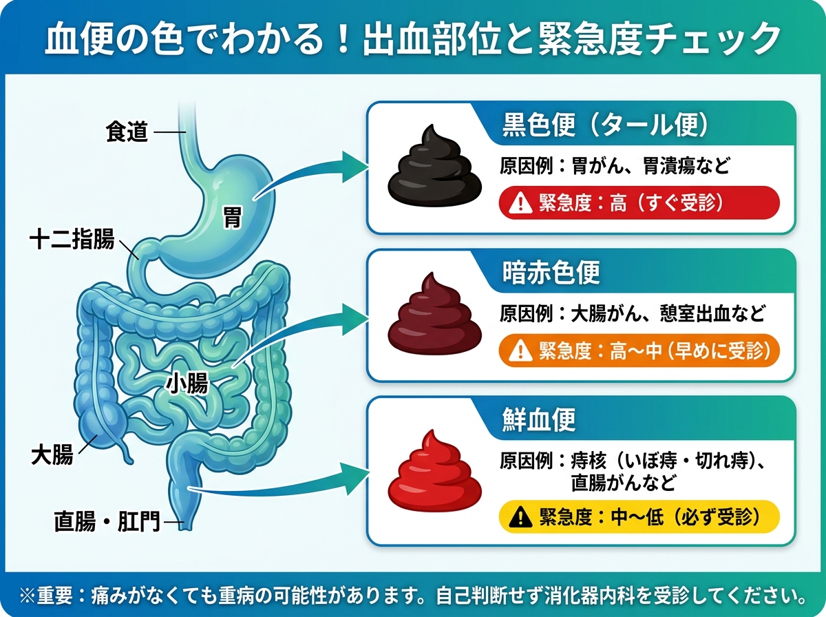 突然の下血の原因とは？血の色と腹痛の有無で見抜く危険な病気と受診目安